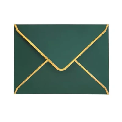 Abbildung von 50 Stücke Einladungumschläge，Grüne Luxuriöser Umschläge 18.5x13.5cm Miniatur Kuverts 5&quot;x 7&quot; mit V Klappe Briefumschläge Goldfolienrand für Hochzeiten, Einladungen, Party, Grußkarten