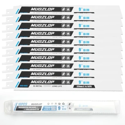 Abbildung von MUOZLOP 10 Pack 9 inch Säbelsägeblätter Set，14/18 TPI Sägeblätter für Säbelsäge，für Holz/Metall (10, 14/18TPI 225mm)