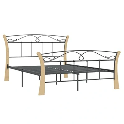 Abbildung von vidaXL Bett mit Lattenrost Metallbett Bettgestell Doppelbett Schlafzimmerbett Bettrahmen Ehebett Schlafzimmermöbel Schwarz Metall 120x200cm
