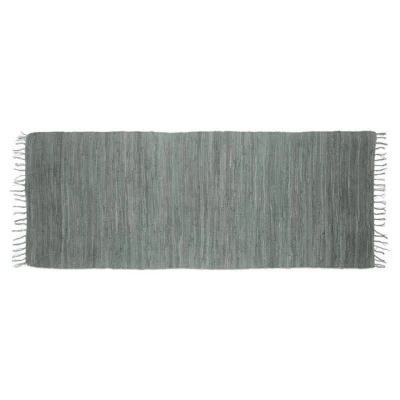 Abbildung von Relaxdays Flickenteppich grau 80 x 200 cm mit Fransen 100 % Baumwolle, einfarbig, Fleckerlteppich, anthrazit
