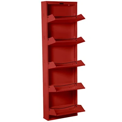 Abbildung von DRW Schuhschrank mit 5 Schubladen und Belüftungsöffnungen aus Metall in Rot 59 x 15 170 cm, bunt, estandar