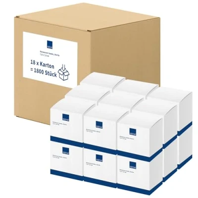 Abbildung von ABENA Kompressen 7,5x7,5 cm, Steril, Vlieskompressen, Mullkompressen, 1800 Stück, ULTRASOFT Wundauflagen, 4 lagig, Verpackt 2 Nicht gewebt, Saugfähig, Weich, (1 Karton = 18 x 100 Stück)