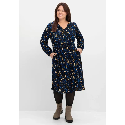 Abbildung von Sheego Freizeitkleid, Damen, Größe: 48, Tiefblau gemustert