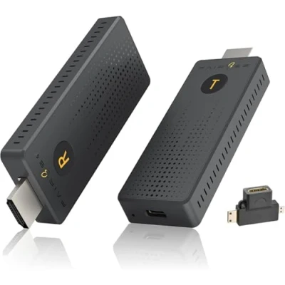 Abbildung von FAIRBEE Wireless HDMI Transmitter and Receiver, 4K Extender Kit, unterstützt 16TX zu 1RX, Plug &amp; Play, 98FT Funkübertragung zum Streaming von Video/Audio für Laptop/PC/Projektor/TV.