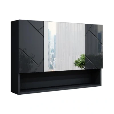 Abbildung von Vicco Badezimmerspiegelschrank Irma, Anthrazit Hochglanz, 80 x 55 cm