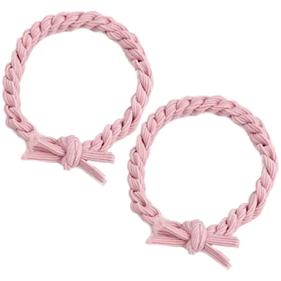 Abbildung von 2 Stück Elastisch Haargummis Klein,Damen Haargummi, stylische geflochtene Haargummis, Super Elastische Original Haarschmuck Pferdeschwanz Inhaber Perfekt (Rosa)