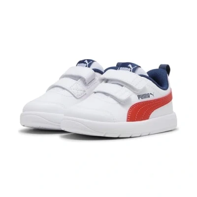 Abbildung von Puma Courtflex Walkingschuh für Kinder, Größe: 26, White fierce red persian blue Schuhe