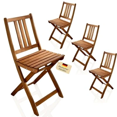 Abbildung von SAM 4er Set Gartenstuhl Blossom Akazienholz massiv &amp; geölt klappbarer Balkonstuhl für Garten Terrasse pflegeleichter Klappstuhl