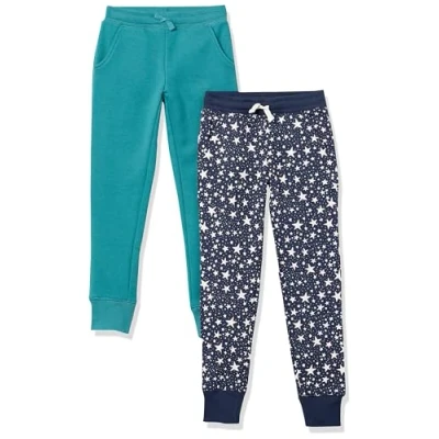 Abbildung von Amazon Essentials Mädchen Jogginghosen, 2er Pack, Blaugrün/Marineblau Sterne, 9 Jahre