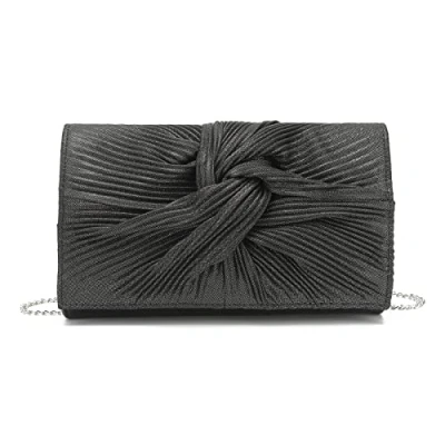 Abbildung von Miss Lulu Damen Clutch Tasche Abendtasche für Hochzeit Große Schleife Weich mit feinem Glitzer Synthetische Handtasche Abschlussball Party Urlaub Taschen, Siler, M