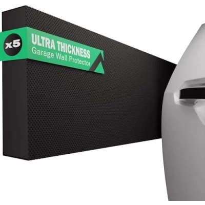 Abbildung von NURADA Garagen Wandschutz (5 Stück) 40X20X2cm, Garage Selbstklebend, Autotürenschutz Garage, Garagenwandschutz, Perfekt um Stöße und Kratzer zu Vermeiden (Schwarz)