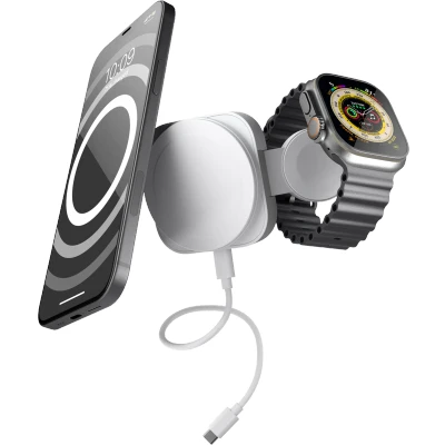 Abbildung von Zens 2 in 1 MagSafe Kabelloses Ladegerät 15 W Weiß