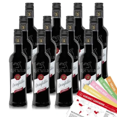 Abbildung von Rotwild Dornfelder QbA, lieblich, sortenreines Weinpaket + VINOX Winecards (12x0,25l)