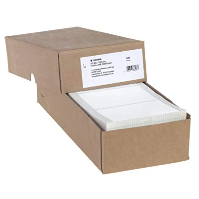 Abbildung von HERMA 8203 Computeretiketten endlos perforiert, 101,6 x 73,8 mm, 1 bahnig, 2000 Stück, selbstklebend, Endlosetiketten Aufkleber mit Führungslochrand, matt, blanko Papier Computer Etiketten, weiß