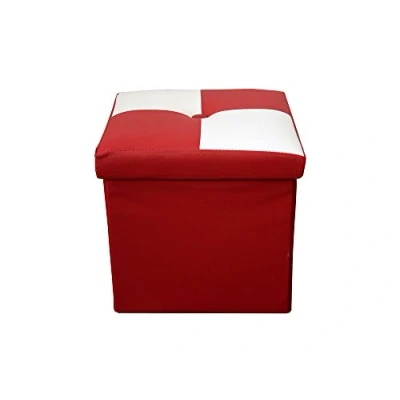 Abbildung von Rebecca Mobili Puff aus Kunstleder, Aufbewahrungsbox, Sitzhocker, Sitzbank in Weiá Rot, Wohnzimmer Schlafzimmer Maße: 30 x cm (HxLxB) Art. RE4259