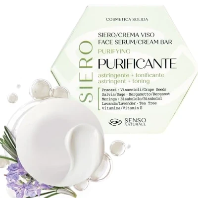 Abbildung von Senso Naturale Festes Gesichtsserum Reinigendes Adstringierendes, Mischhaut oder Fettige Haut, Gesichtscreme Beruhigende Wirkung Nachtmaske Intensive mit Vitamin E 100% Natürlich, Biologisch und Vegan