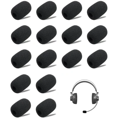 Abbildung von 16 Stück Ersatz Windschutz für Mikrofon und Headset aus Schaumstoff, Mini Windschutzscheibe Unterricht, Bühnenperformance and Treffen