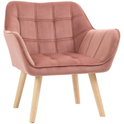 Abbildung von HOMCOM Relaxsessel Einzelsessel Ohrensessel, Sessel mit Samt, erhöhte Beine (Esszimmerstuhl, 1 St., Stuhl), für Wohnzimmer, Schlafzimmer, Rosa