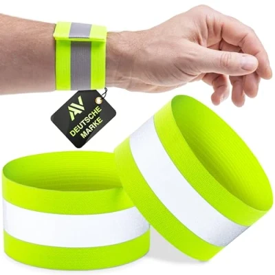 Abbildung von AVANA Reflektorband reflektierendes Armband Reflektor Schnapparmband Fahrrad Joggen, (2 St), Leuchtarmband, Neon Gelb