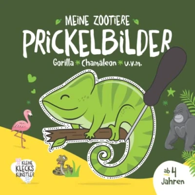 Abbildung von Meine Zootiere Prickelbilder ab 4 Jahren. Gorilla, Chamäleon u.v.m.: Ein erstes Bastelbuch für Kleinkinder zum Ausmalen, Ausschneiden und Prickeln mit ... Prickelset. (Meine 3 Jahren)