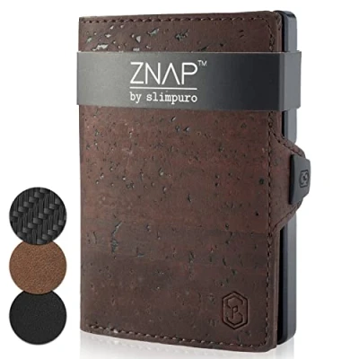 Abbildung von Slimpuro Geldbörse ZNAP 8 (1 x Slim Wallet,1 Münzfach,1 RFID Shield Karte), Leder Portemonnaie klein Damen Herren Geldbeutel Unisex Brieftasche