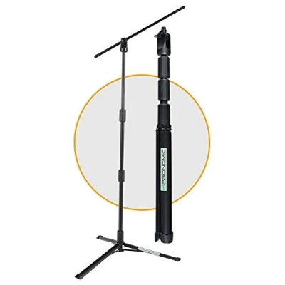 Abbildung von Pronomic MSF 500 Pro Mikrofonständer Klappbar/Faltbar Mikrofonhalter aus Stahl Schnellverschlüsse für Höhenverstellung Mikrofonstativ mit ca. 50 cm langem Galgen Kompaktes Packmaß
