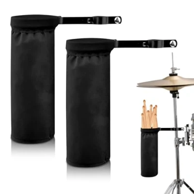 Abbildung von Drumstick Halter, 2er Set Holder, Einstellbare Schlagzeug Zubehör, Nylon Tasche für Trommelstöcke Drum Kit