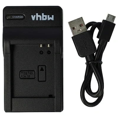 Abbildung von vhbw USB Ladegerät kompatibel mit Panasonic DMW BCM13, BCM13E, BCM13PP Kamera Camcorder/Akku Ladeschale, Ladeanzeige, 4,2 V