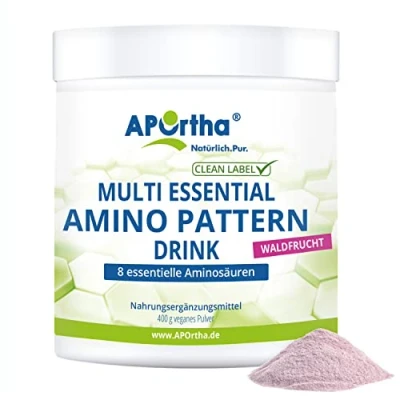 Abbildung von APOrtha® Amino Pattern Aminosäuren Drink Waldfrucht EAA mit BCAA veganes Pulver 400 g