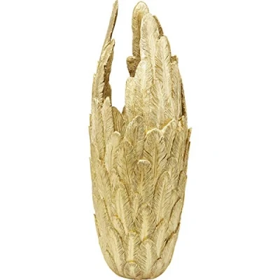 Abbildung von Kare Design Vase Feathers, Gold, Feder Design, Bodenvase, Deko Vase, Blumenvase, Accessoire, Modern, Tischvase, Wohnzimmer Dekoration, 92x35x35 cm (H/B/T)