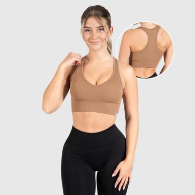 Abbildung von Smilodox Amaze Sportbh mit mittlerer Stützkraft, Damen, Größe: Medium, Hellbraun