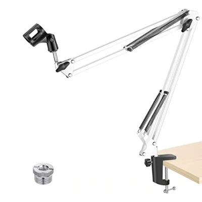 Abbildung von NEEWER Verstellbarer Mikrofonständer mit Aufhängung, maximale Belastung 1 kg,Mikrofonständer für Radio,Rundfunk,Voice Over, Bühne und TV Stationen, kompatibel Blue Yeti Snowball X usw.(weiß)