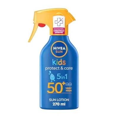 Abbildung von NIVEA SUN Kids Protect &amp; Care LSF 50+ Trigger Spray (270ml), Wasserabweisendes Sonnenschutzspray für Kinder, Sonnencreme sofortigen und effektiven UVA/UVB Schutz