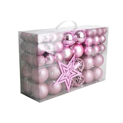 Abbildung von Geschenkestadl 100 Christbaumkugeln und Christbaumstern rosa Ø 3 cm 6 4