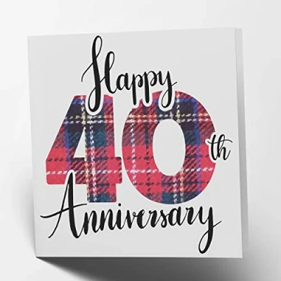 Abbildung von Maturi Happy 40th Anniversary Tartan Karte innen blanko