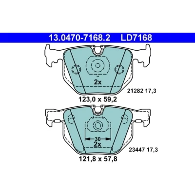 Abbildung von ATE Ceramic 13.0470 7168.2 Bremsbelagsatz für Verschleißwarnanzeiger vorbereitet, exkl. Verschleißwarnkontakt BMW: 7