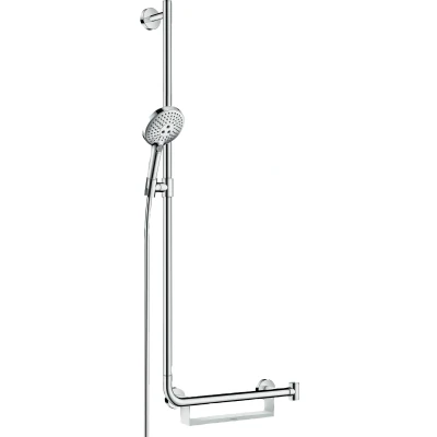 Abbildung von hansgrohe Brausegarnitur &quot;Raindance Select S&quot;, (Komplett Set), 12cm, mit Duschstange 11cm,cm, links, chrom