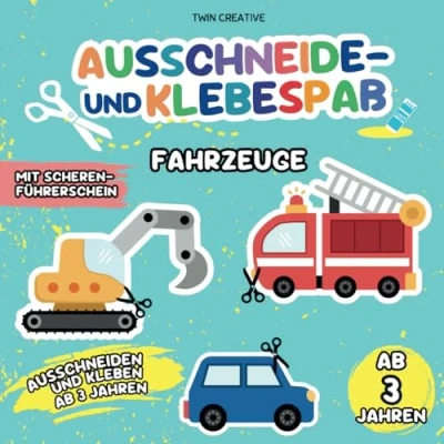 Abbildung von Ausschneide und Klebespaß ab 3 Jahren: FAHRZEUGE Ausschneiden &amp; Kleben: Schneiden Basteln lernen Bastelbuch mit Scherenführerschein ca. 21 x cm (Schneiden Kleben Jahren)