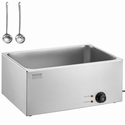 Abbildung von VEVOR Kommerzieller Speisenwärmer 18 L Bain Marie, 1200 W, elektrischer Buffetwärmer, Dampftisch Speisewärmer Arbeitsplatte, Edelstahl Speisewärmer, Wärmebehälter für Partys, Catering und Restaurants