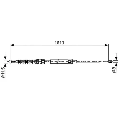 Abbildung von BOSCH 1 987 482 326 Handbremsseil 1610 VOLKSWAGEN: Touran I