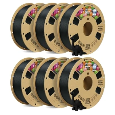 Abbildung von OVERTURE Easy PLA 1.75 mm 3D Druckerfilament, 6kg (13.2 lbs), Verstärkt Zähigkeit PLA, Maßgenauigkeit +/ 0,02 (Schwarz 1kg*6)