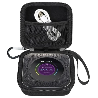 Abbildung von Elonbo Tragetasche für NETGEAR Nighthawk M1 MR1100,M5 MR5200,M6,M6 Pro MR6500 5G Wireless WiFi Mobile Hotspot Router, zusätzliche innere Mesh Tasche passt Kabel, schwarz. (NUR Fall)