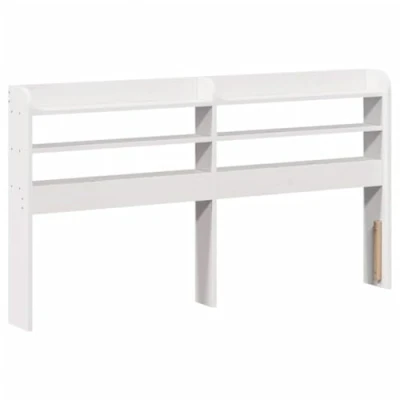 Abbildung von vidaXL Kopfteil, Bettkopfteil mit Ablagen, Freistehend Betthaupt für Holzbett Doppelbett, Holzkopfteil Bettzubehör Schlafzimmer, Weiß 160cm Massivholz Kiefer