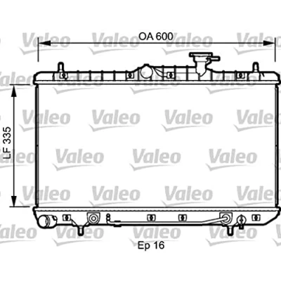 Abbildung von VALEO 734253 Kühler, Motorkühlung Kupfer 335 648 16 Kühlrippen gelötet HYUNDAI: ACCENT 2