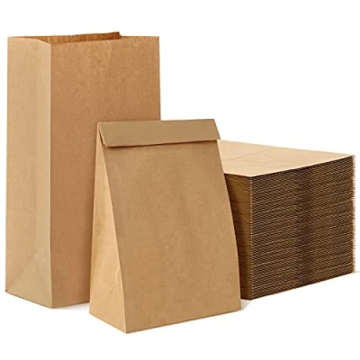 Abbildung von Papiertüten Geschenktüten 100 STK 11x6x20cm kraftpapier Tüten für Weihnachten Hochzeit Geburtstagsparty Kindergeburtstag