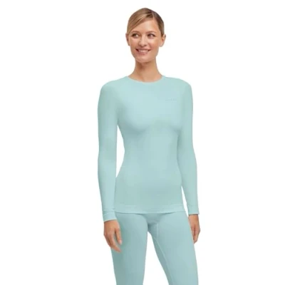Abbildung von FALKE Damen Baselayer Shirt Warm Round Neck W L/S SH Funktionsmaterial schnelltrocknend 1 Stück, Grün (Jade 7439) neu umweltfreundlich, XL