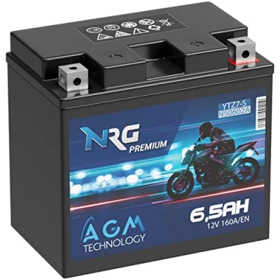Abbildung von NRG Premium YTZ7S AGM Motorradbatterie 6,5Ah 12V 160A/EN Batterie 50602 TTZ7S BS YTZ7 S GEL12 7Z auslaufsicher wartungsfrei ersetzt 6Ah