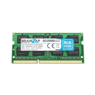 Abbildung von BRAINZAP 8GB DDR3 RAM SO DIMM PC3L 12800S 2Rx8 1600 MHz 1.35V CL11 Notebook Laptop Arbeitsspeicher
