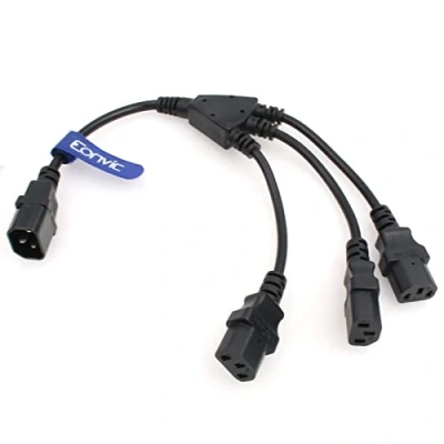 Abbildung von Eonvic IEC 320 C14 Stecker auf 3x C13 Buchse Y Splitter Stromkabel 0,3m