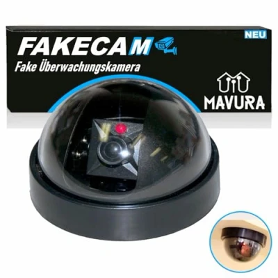 Abbildung von MAVURA FAKECAM Dummy Kamera Attrappe Dome Überwachungskamera (Fake 360 Camera mit Licht schwarz Innen &amp; Außen)